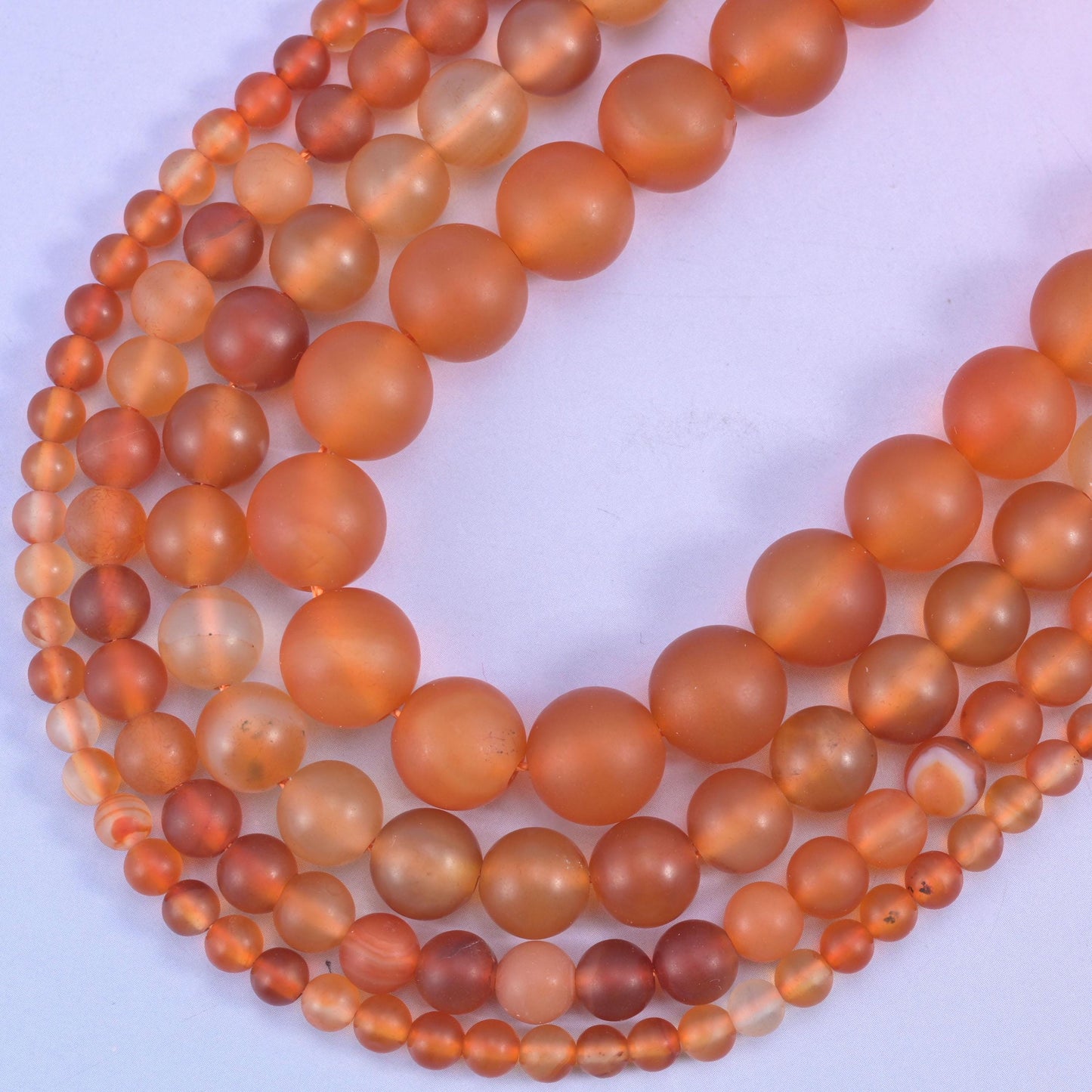 Orange Carnelian round beads, center-drilled hole 0.5mm to 1.2mm