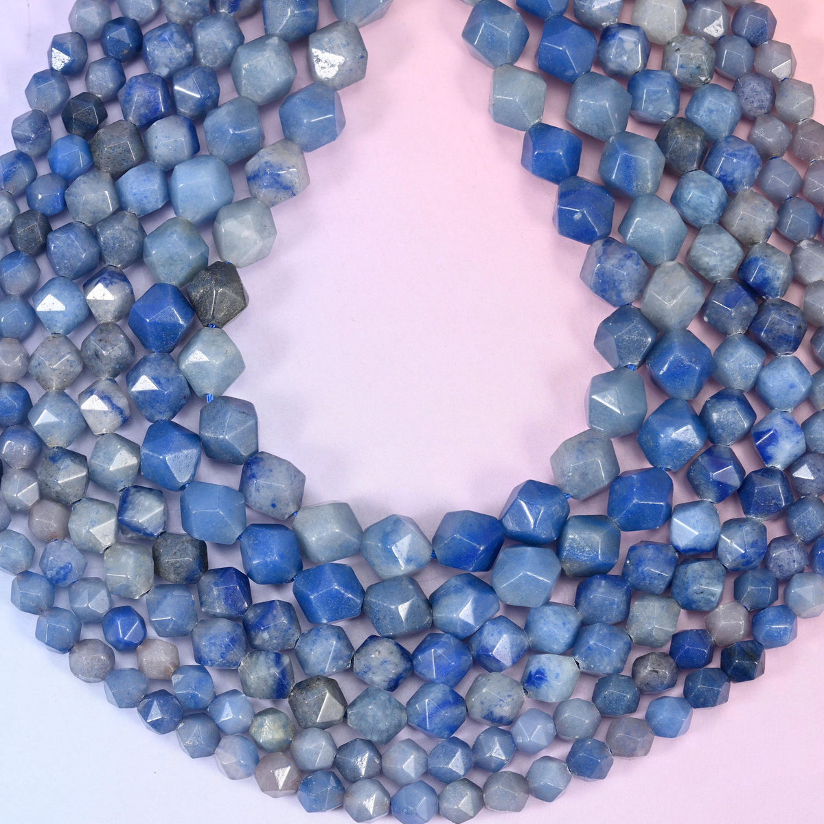 Blue Aventurine Faceted Diamond Star Cut Beads 6mm 8mm 10mm, hole approximately 1.0mm (+/- 0.2mm), center drilled