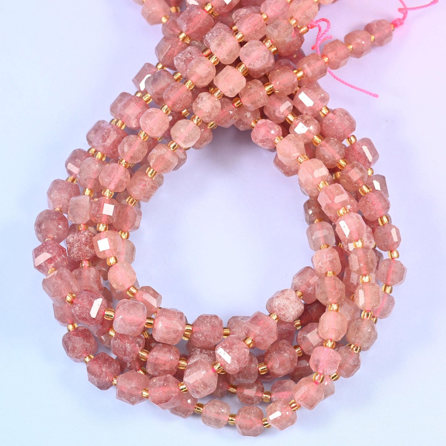 Strawberry Quartz Faceted Cube Beads for jewellery making