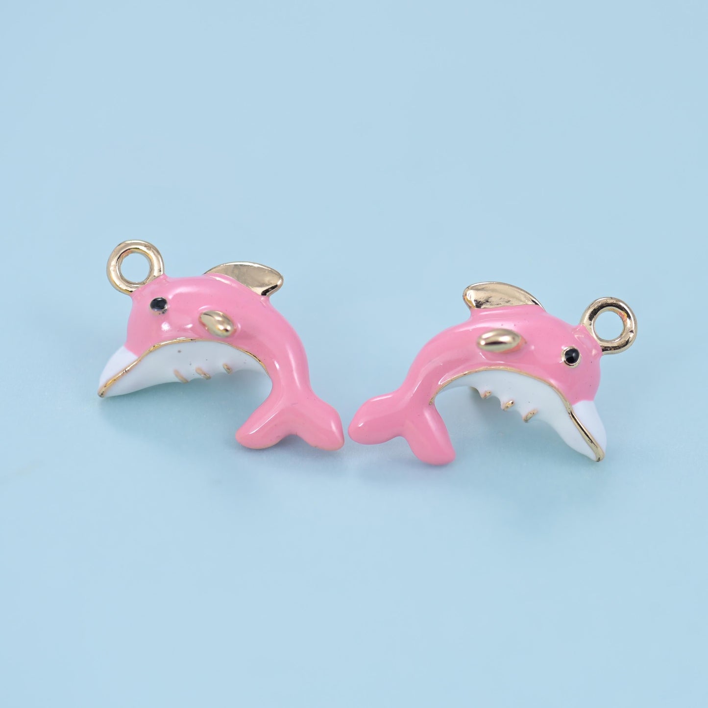 Enamel Dolphin Charm 20x13mm, 11mm thick