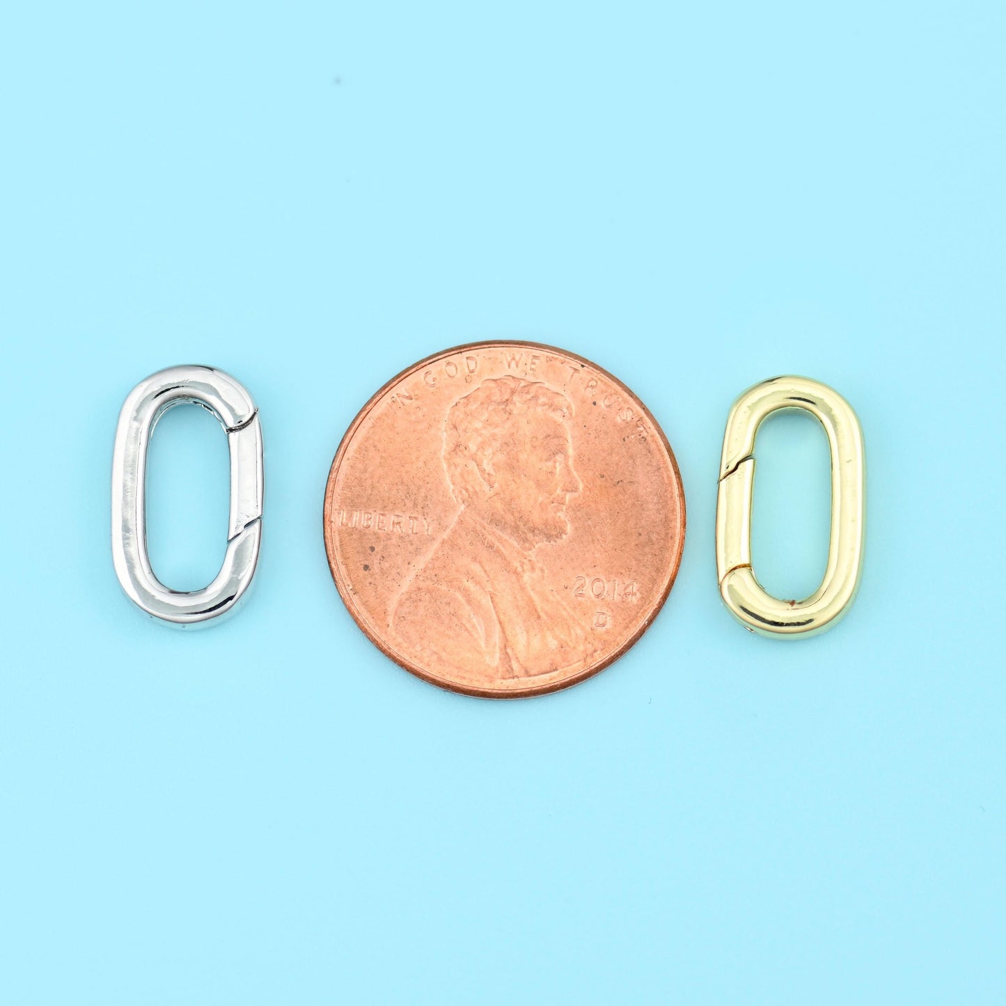 Oval carabiner cut brass, 18k gold filled — lead free and nickel free beads