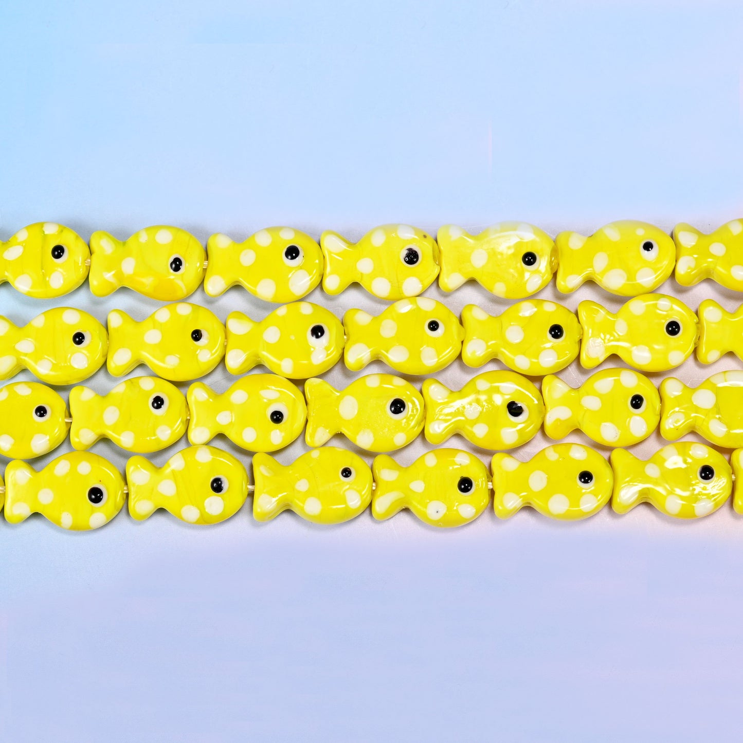 Yellow with White Dot Fish Glass Beads: Jewelry Making Supply