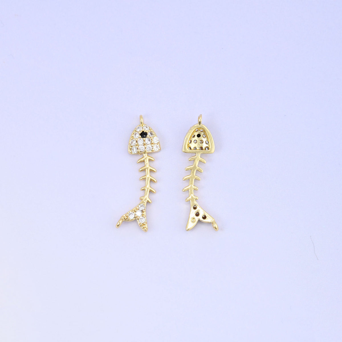 Fishbone Charm Pendant, approximately 24.25mm x 6.59mm