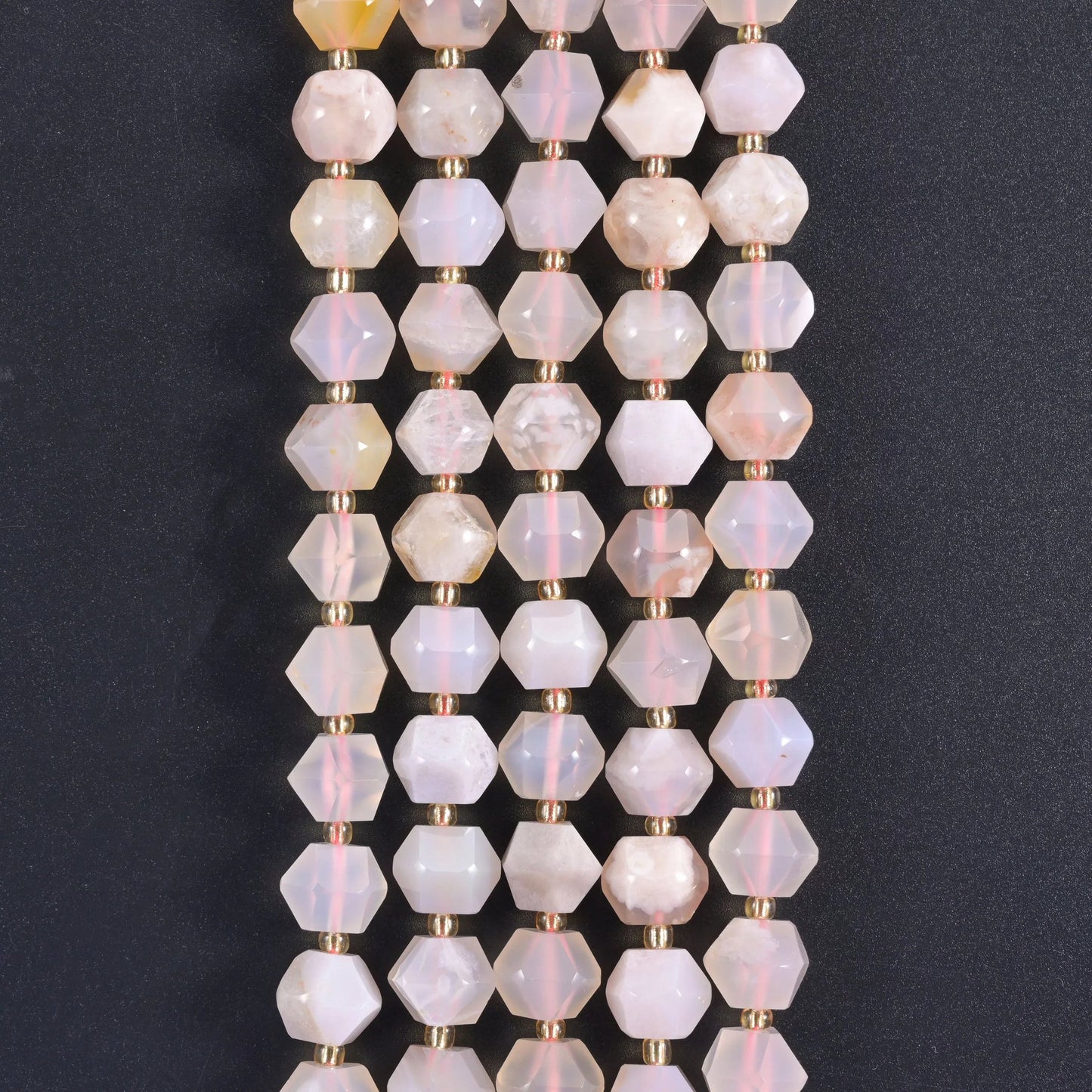 Faceted Diamond Cut Gemstone Beads, natural stone in eight colourways.
