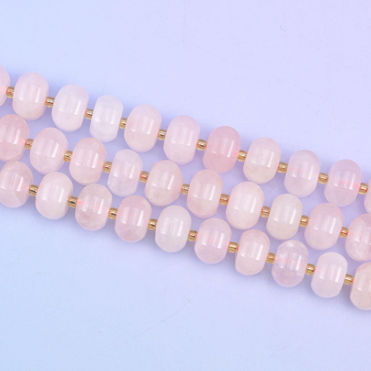 Rose Quartz Pumpkin Rondelle Beads, 15 inch strand