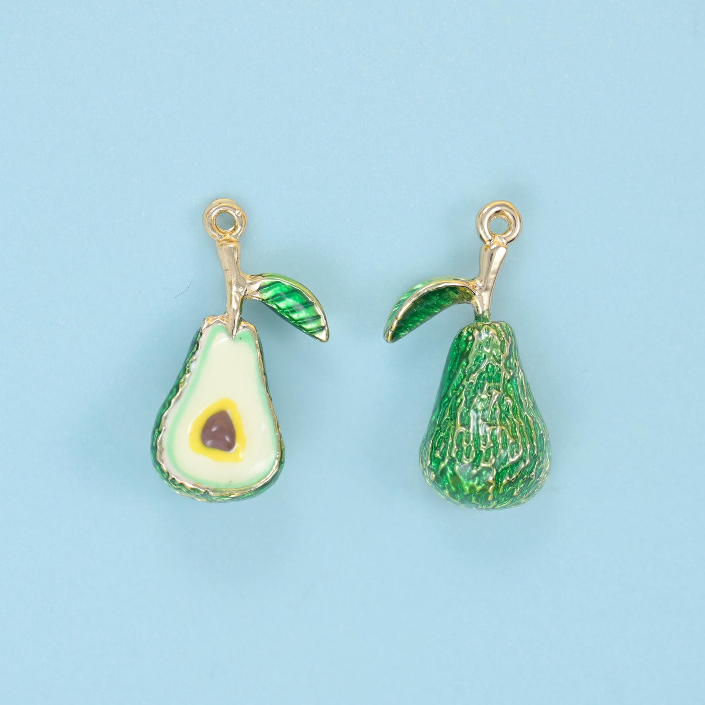 18K Gold Filled Enamel Avocado Charm 18x10mm