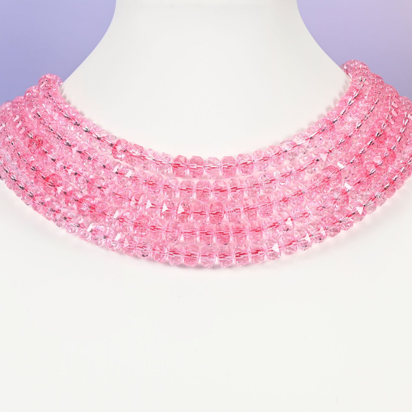 Transparent pink glass beads, faceted rondelle shape, 5x8mm