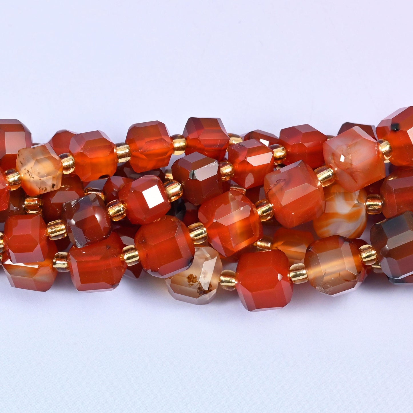 Red Agate Faceted Cube Beads, 6mm approximately 43 beads / 8mm approximately 38 beads