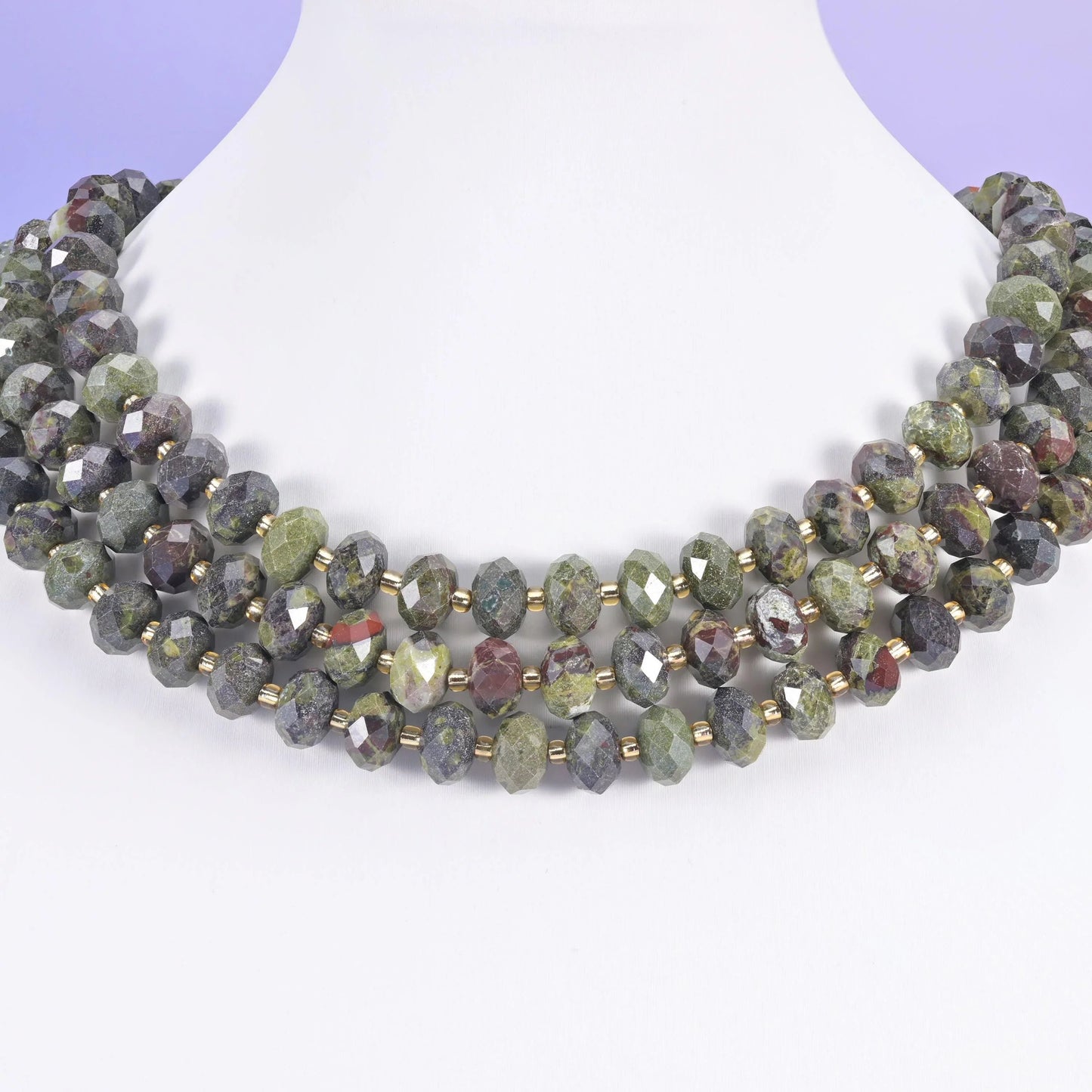Dragon Bloodstone beads, faceted rondelle, 6 x 10mm