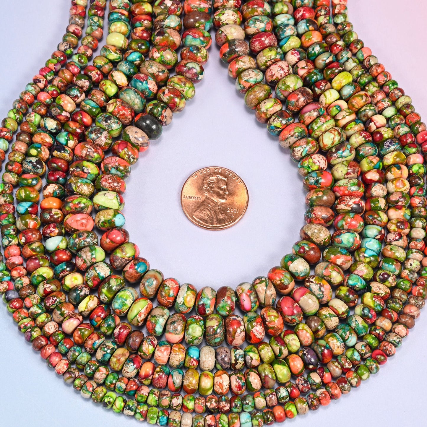Green Dyed Sea Sediment Jasper Rondelle Beads, sold per 15 inch strand