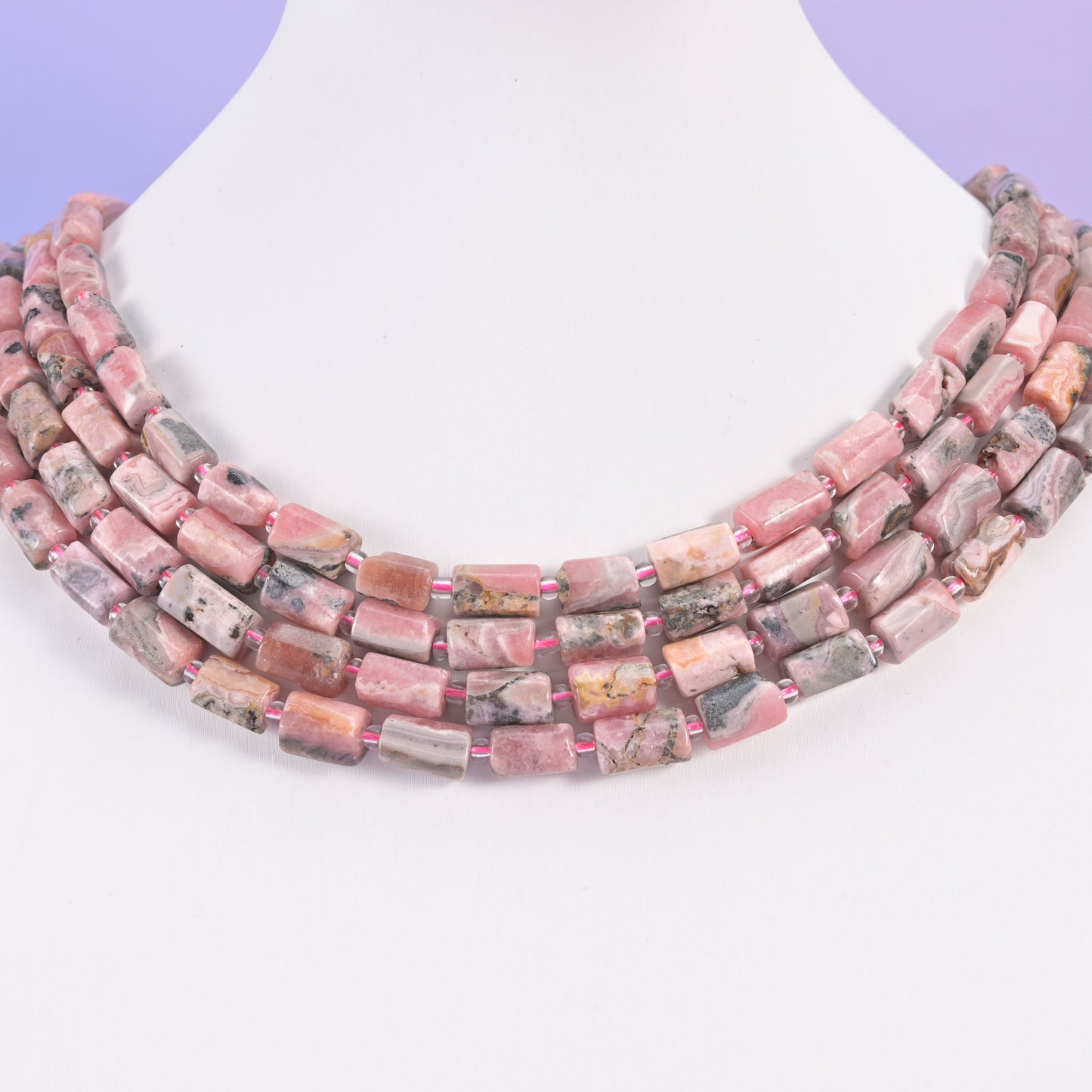 Pink Rhodonite Faceted Tube Beads Size 12x8mm Jewelry Making 15.5 Inch Strand