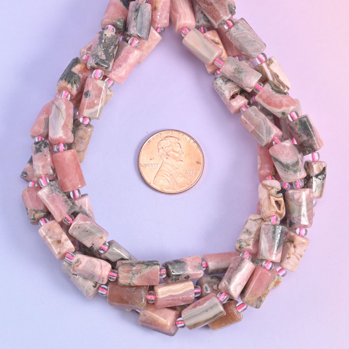 Pink Rhodonite Faceted Tube Beads Size 12x8mm Jewelry Making 15.5 Inch Strand