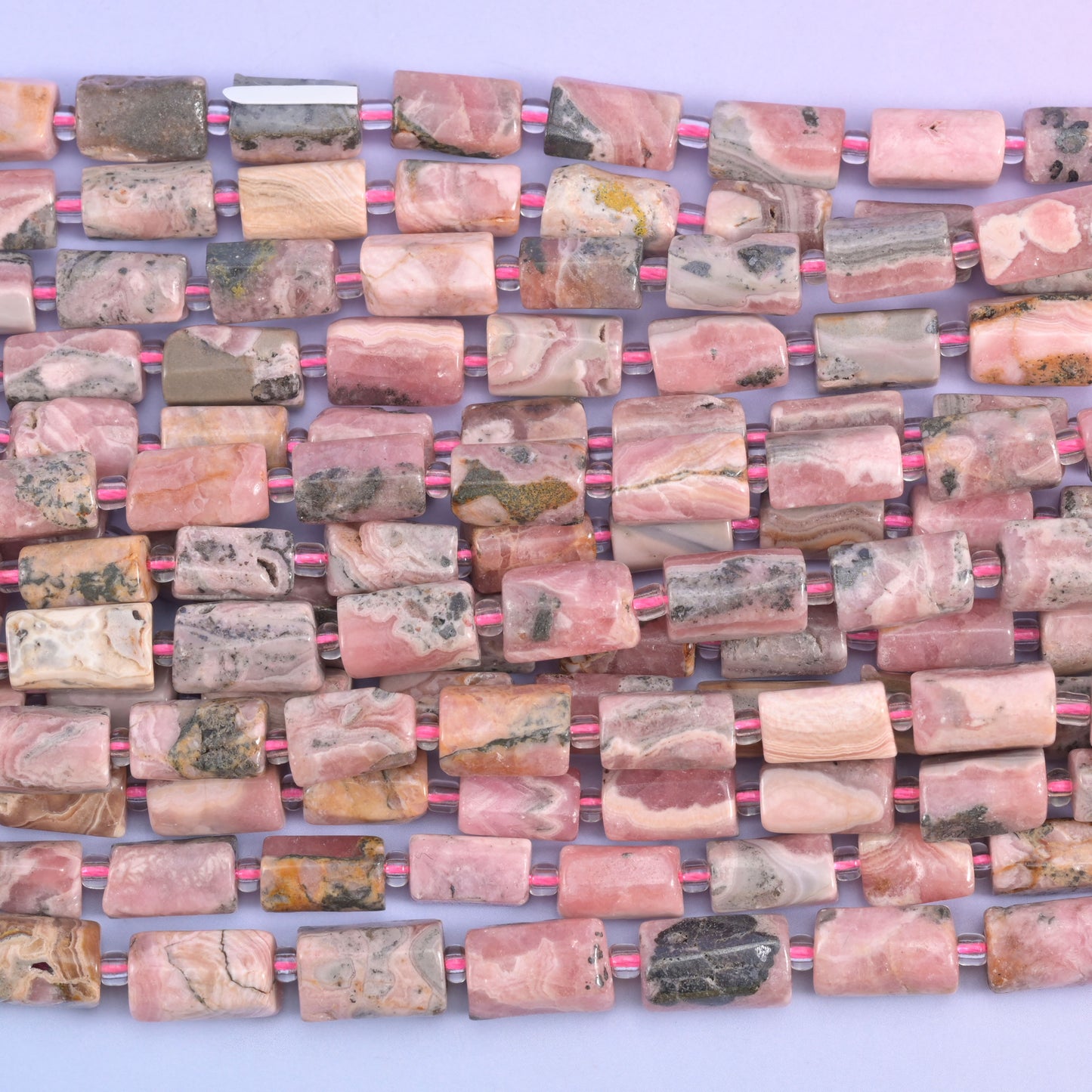 Pink Rhodonite Faceted Tube Beads Size 12x8mm Jewelry Making 15.5 Inch Strand