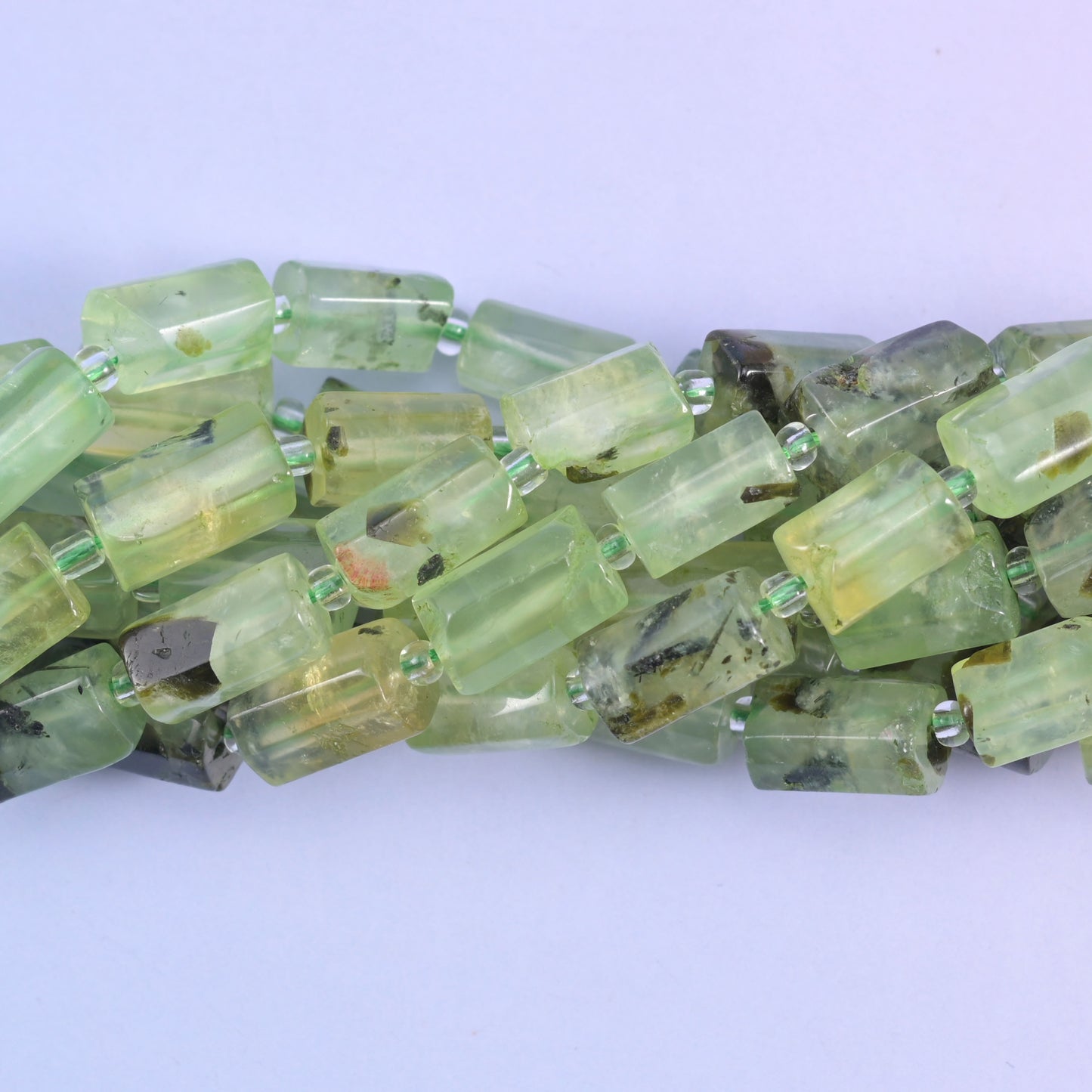 Prehnite Faceted Tube Beads Size 12x8mm Jewelry Making 15.5 Inch Strand