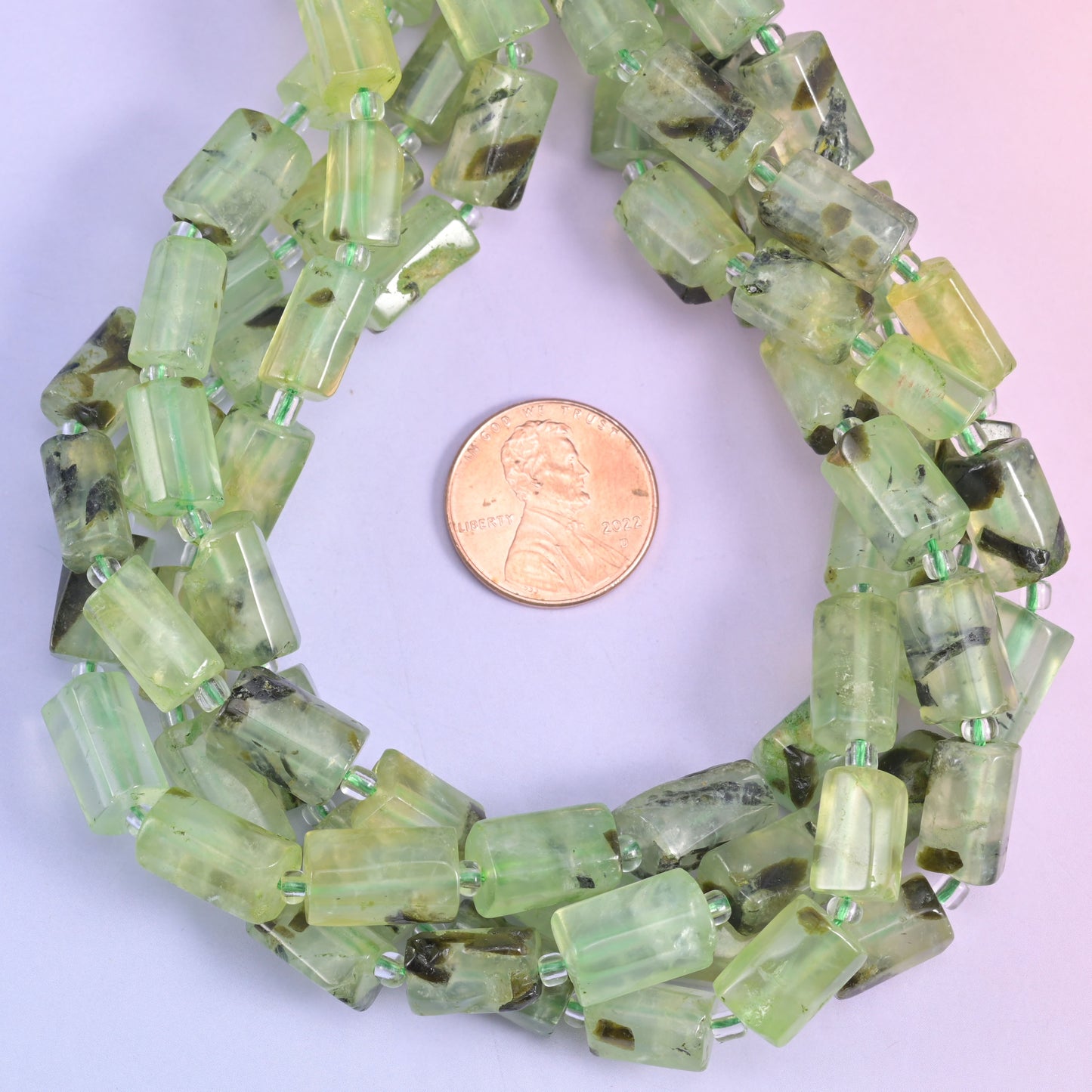 Prehnite Faceted Tube Beads Size 12x8mm Jewelry Making 15.5 Inch Strand