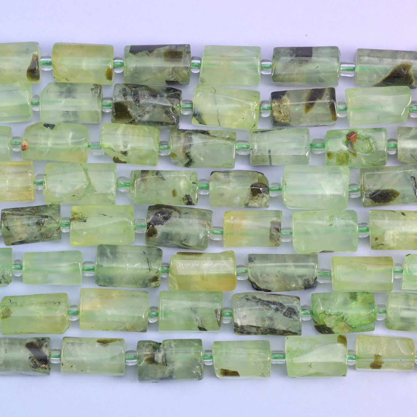 Prehnite Faceted Tube Beads Size 12x8mm Jewelry Making 15.5 Inch Strand