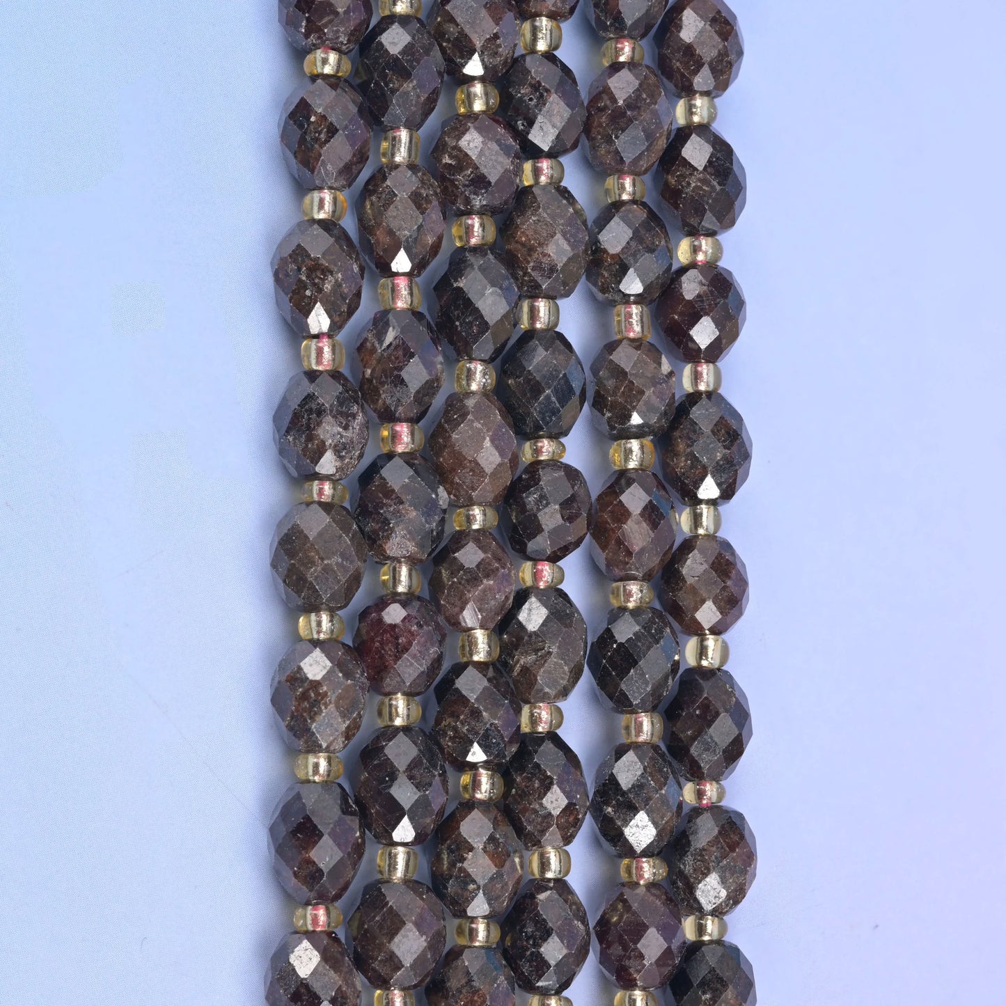 Red Garnet Faceted Rice Barrel Beads