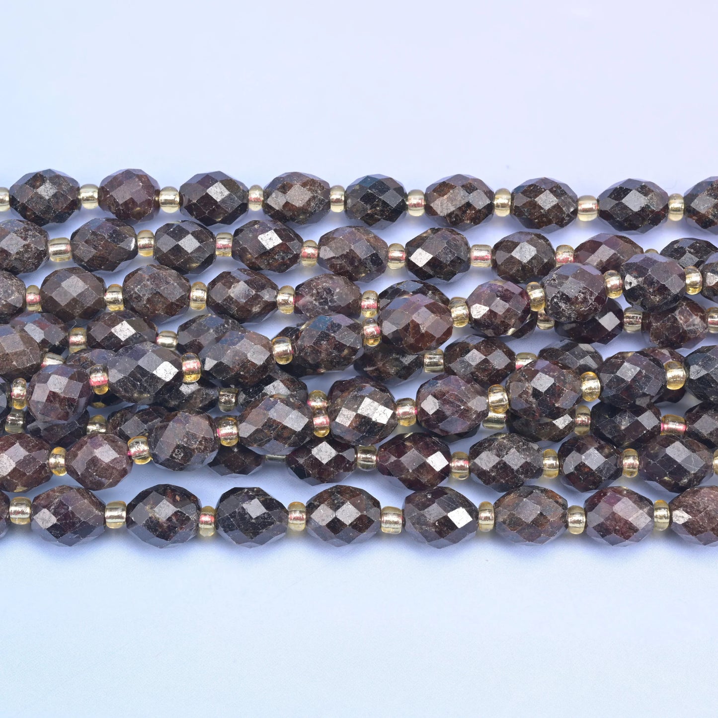 Red Garnet Faceted Rice Barrel Beads