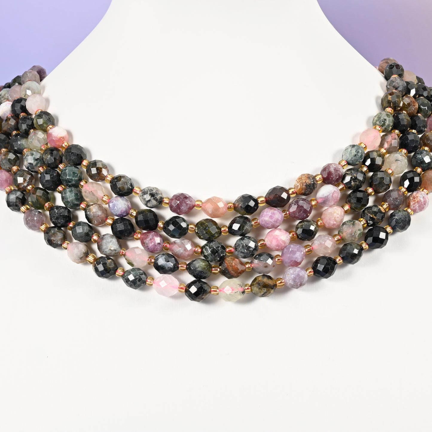 Multi-Color Tourmaline Faceted Rice Barrel Beads Size 6x8mm Jewelry Making 15.5" Strand