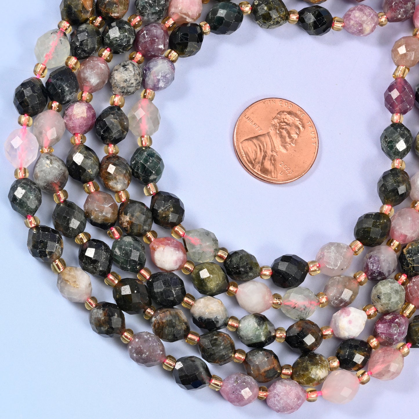 Multi-Color Tourmaline Faceted Rice Barrel Beads Size 6x8mm Jewelry Making 15.5" Strand