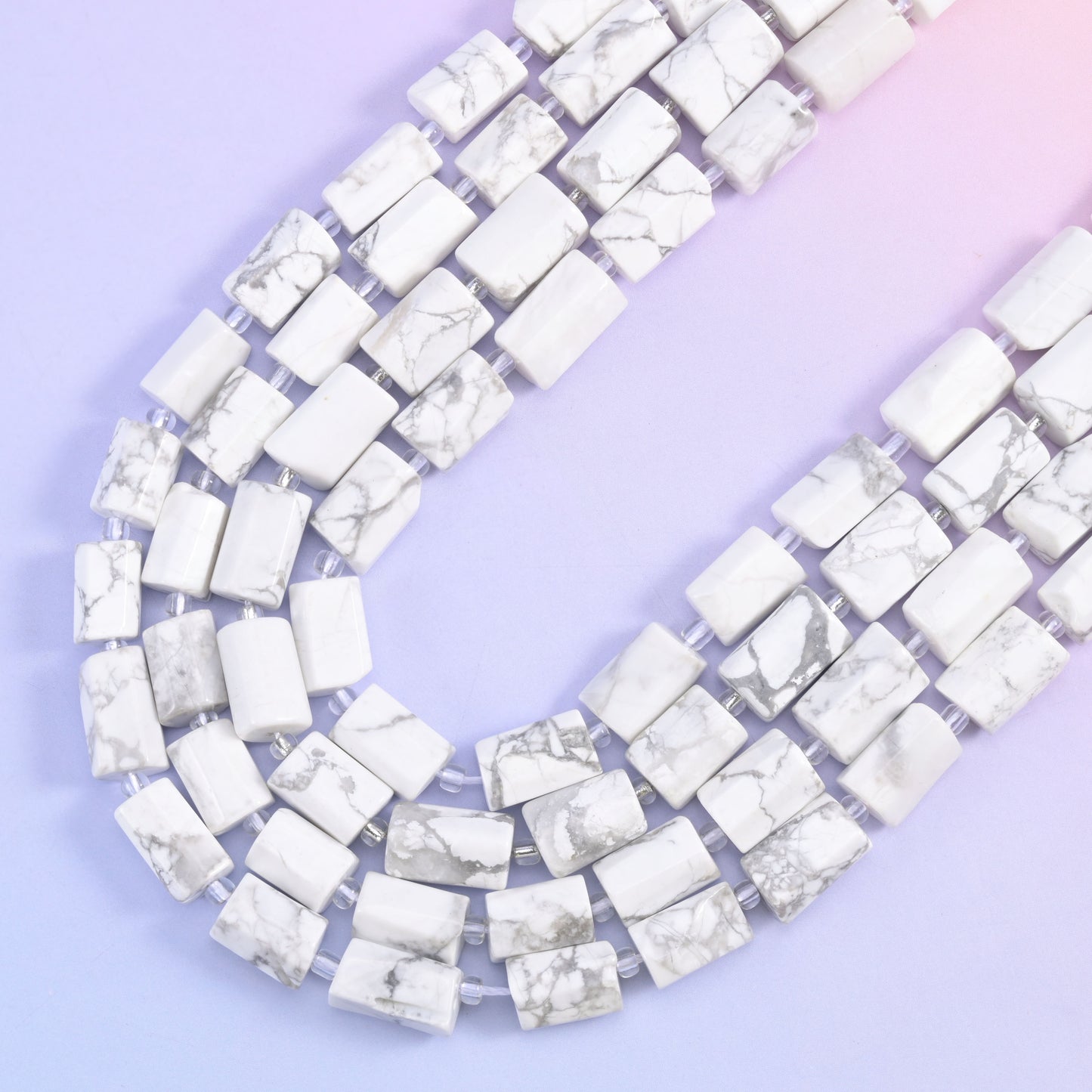 White Howlite Faceted Tube Beads Size 12x8mm Jewelry Making 15.5 Inch Strand