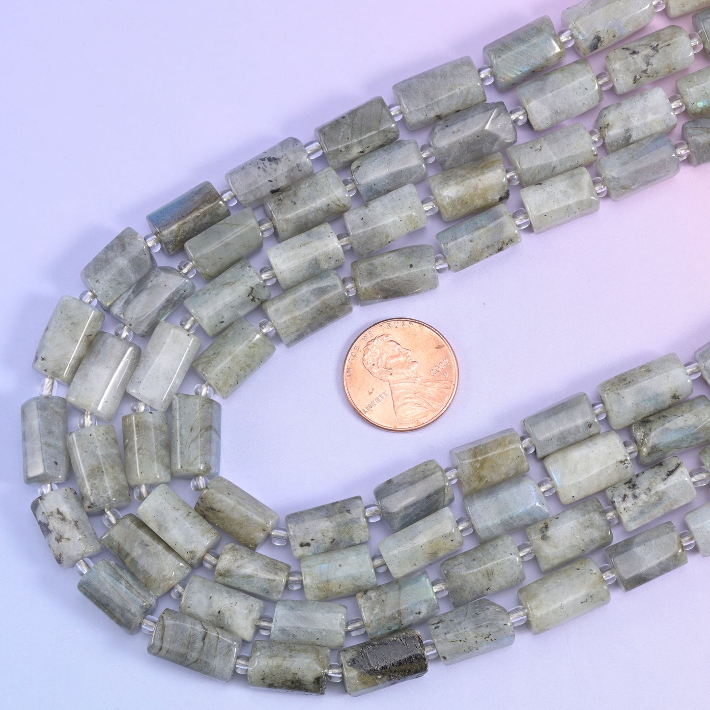 White Labradorite Faceted Tube Beads Size 12x8mm Jewelry Making 15.5 Inch Strand