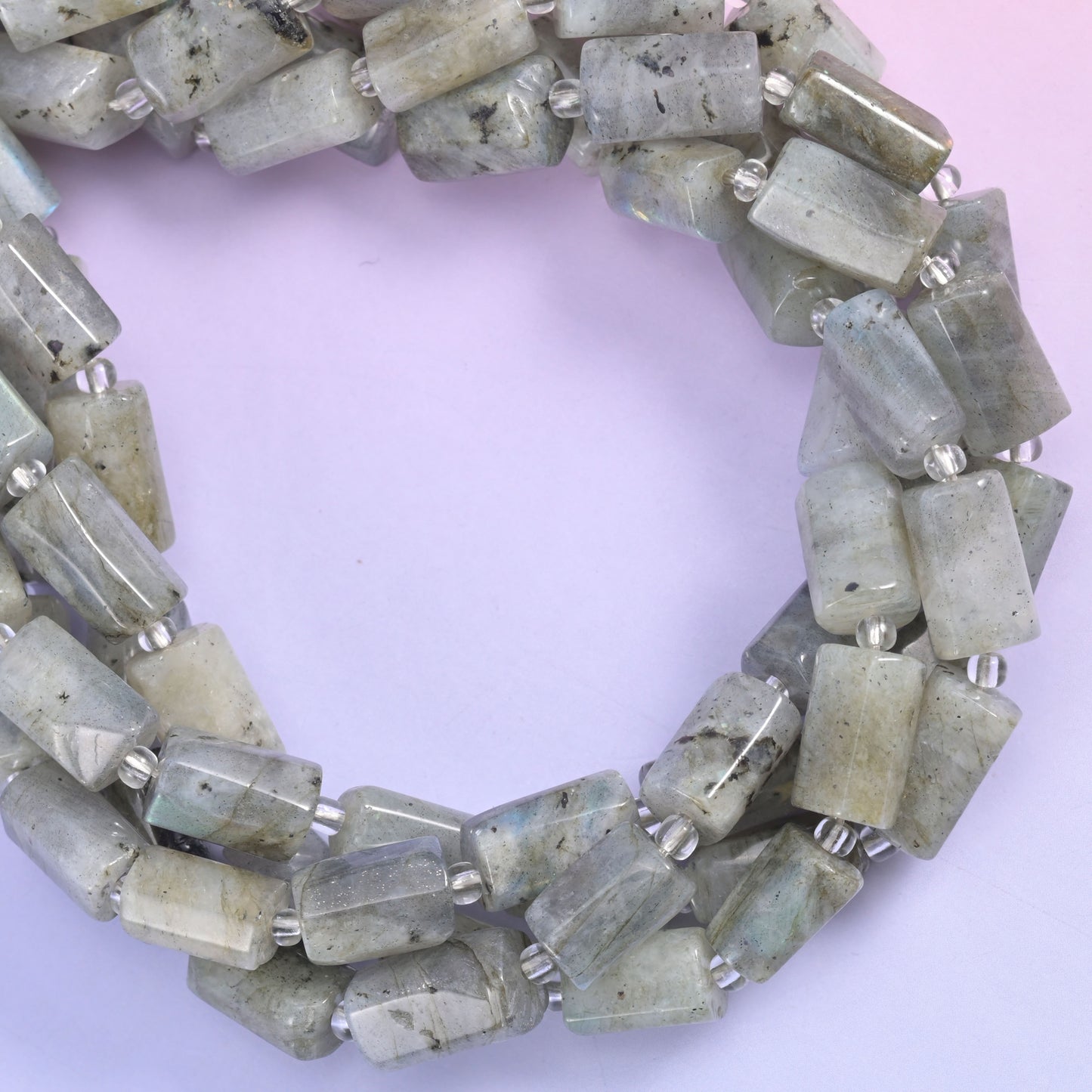 White Labradorite Faceted Tube Beads Size 12x8mm Jewelry Making 15.5 Inch Strand