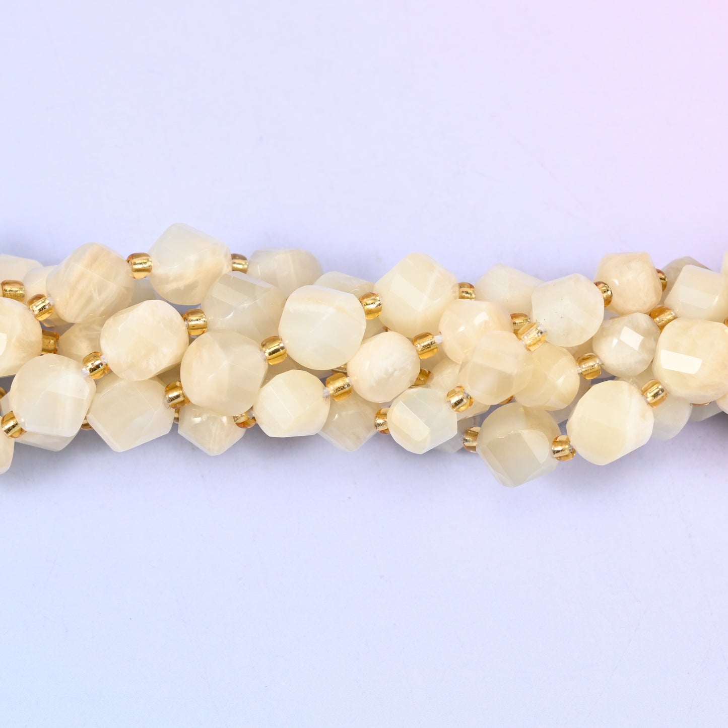 White Moonstone Faceted Spiral Twist Beads: Size 8mm 10mm, Jewelry Making, 15 inch Strand