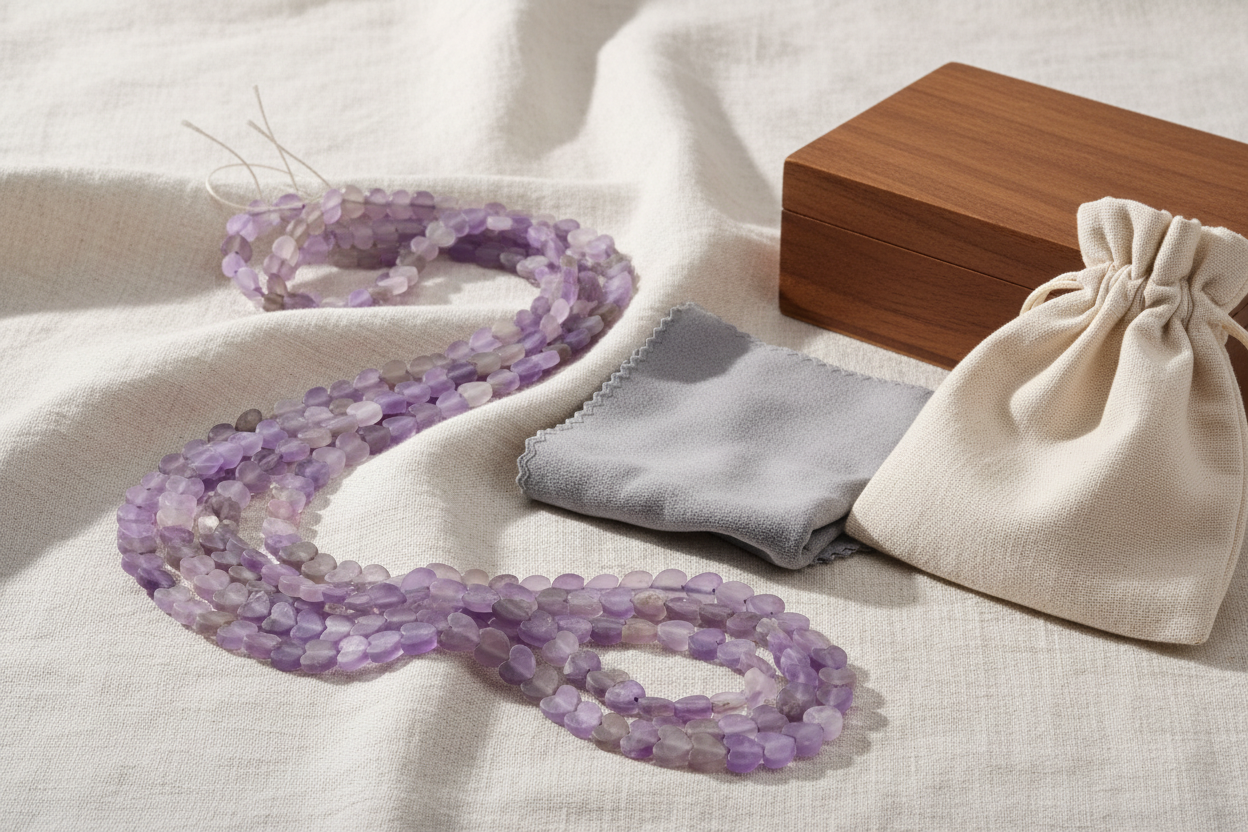 How to Clean and Store Matte Amethyst Bead Jewelry