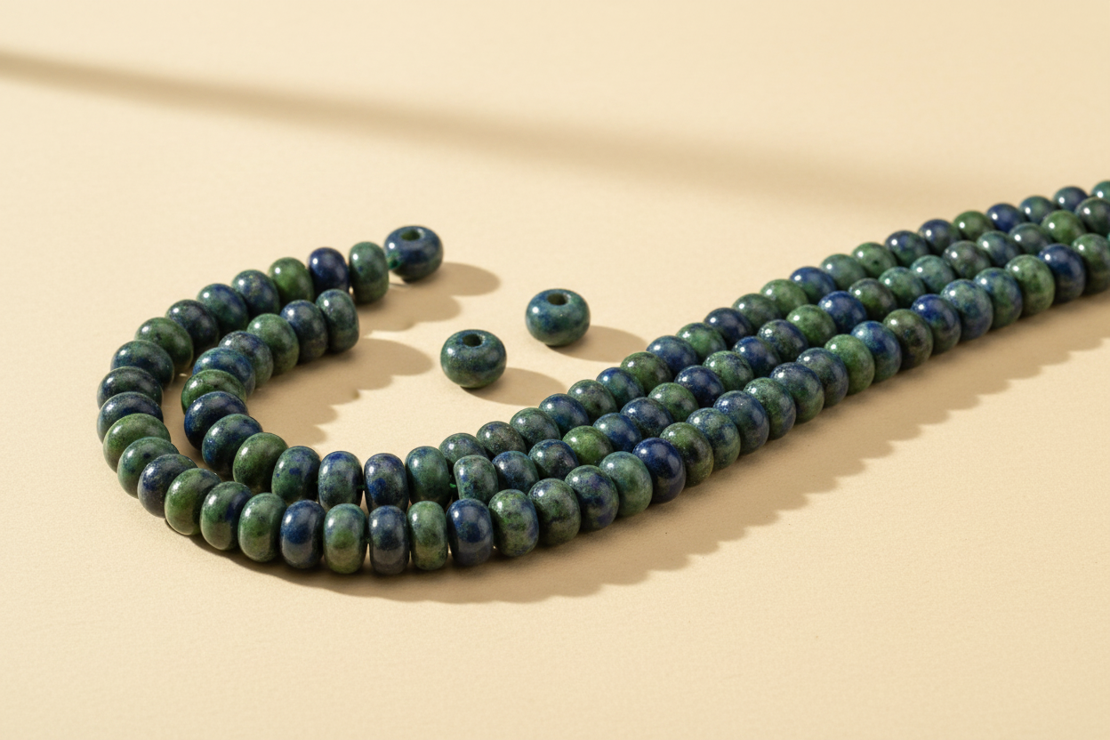 Phoenix Lapis large-hole rondelle gemstone beads for jewelry making