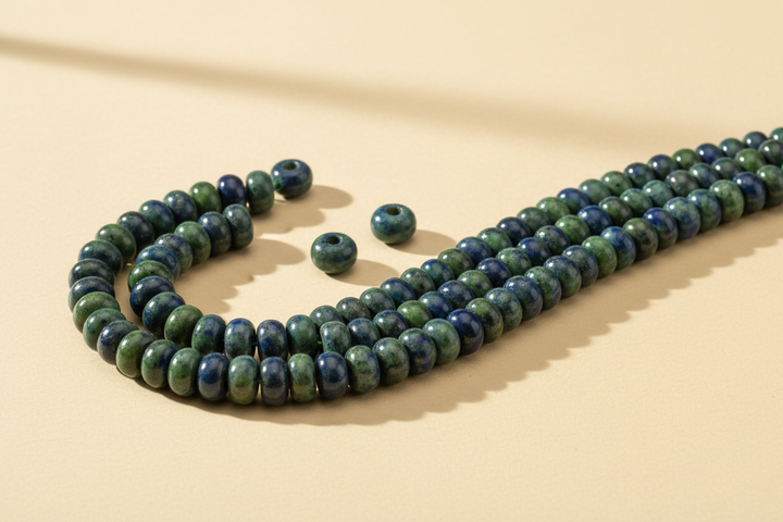 Phoenix Lapis large-hole rondelle gemstone beads for jewelry making