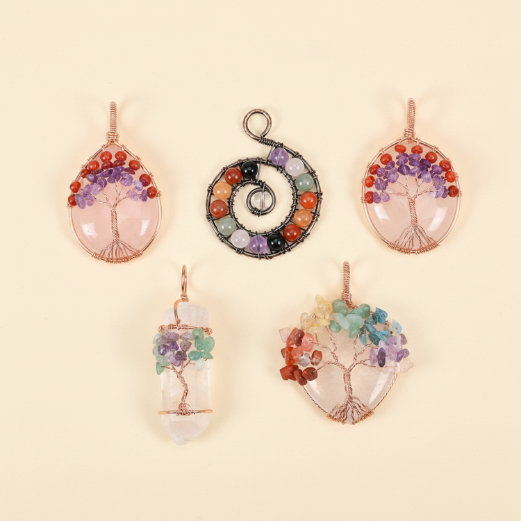 Exact crystal pendant products on warm ivory