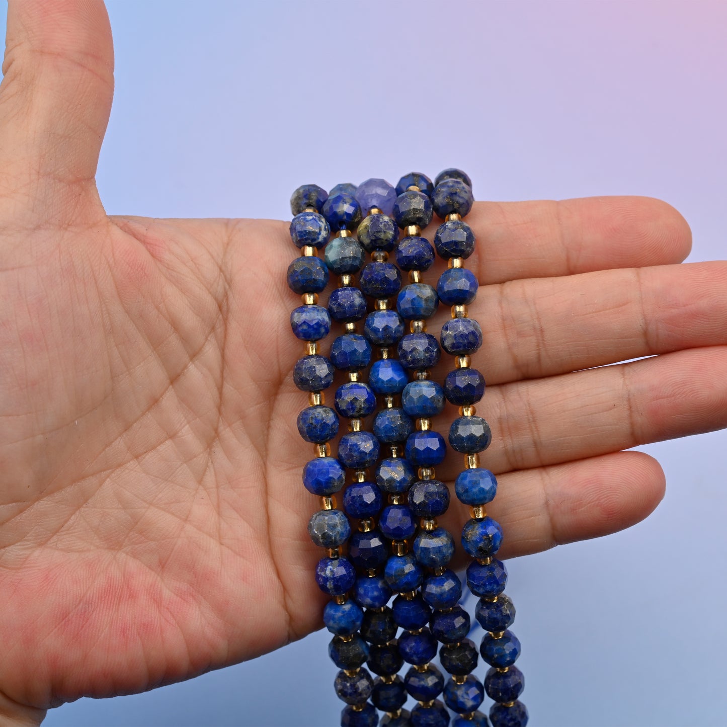 Blue Lapis Faceted Rondelle Beads Size 6x8mm Jewelry Making 15.5 Inch Strand