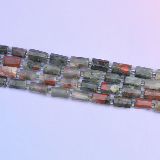 African Bloodstone Faceted Tube Beads Size 12x8mm Jewelry Making 15.5 Inch Strand