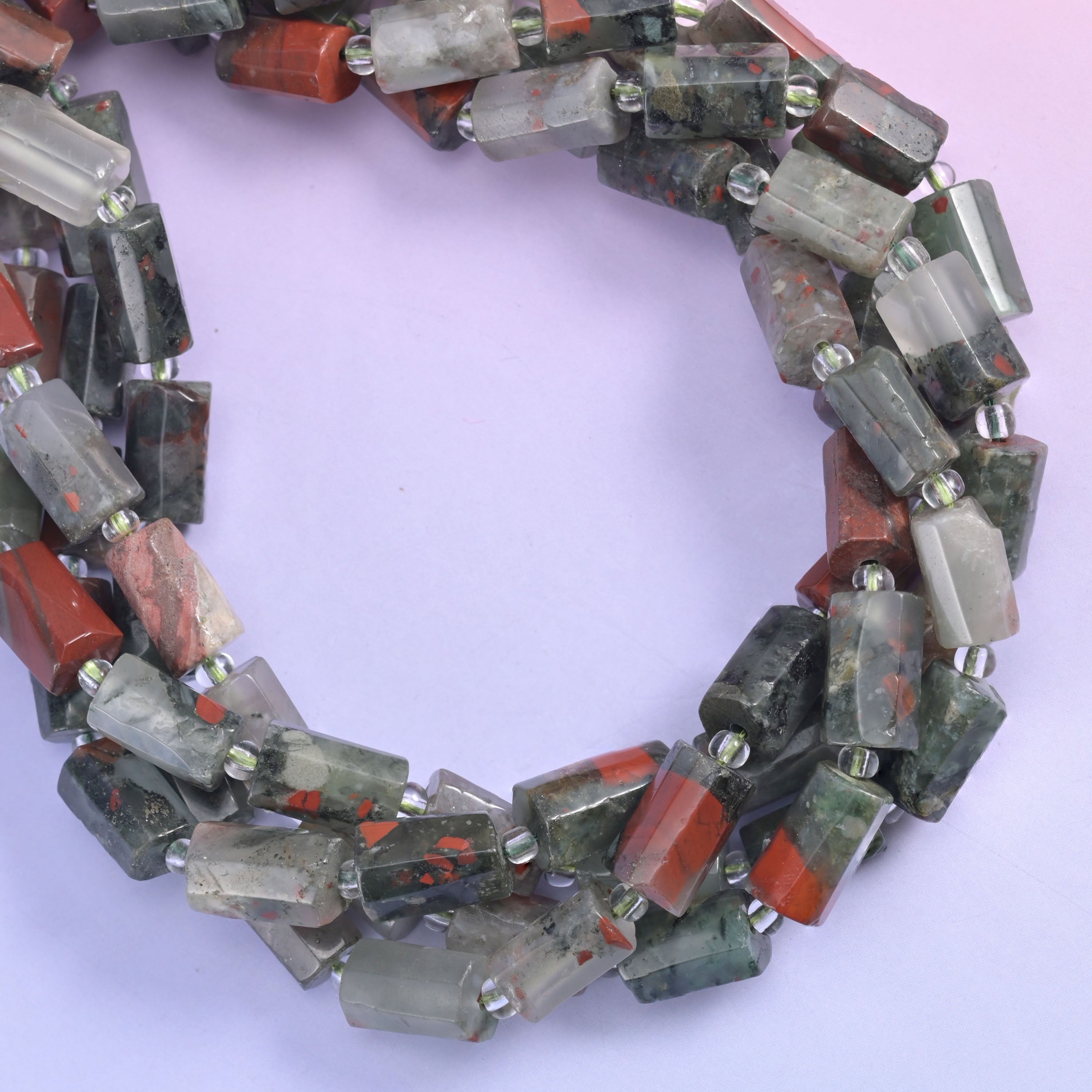 African Bloodstone Faceted Tube Beads Size 12x8mm Jewelry Making 15.5 Inch Strand