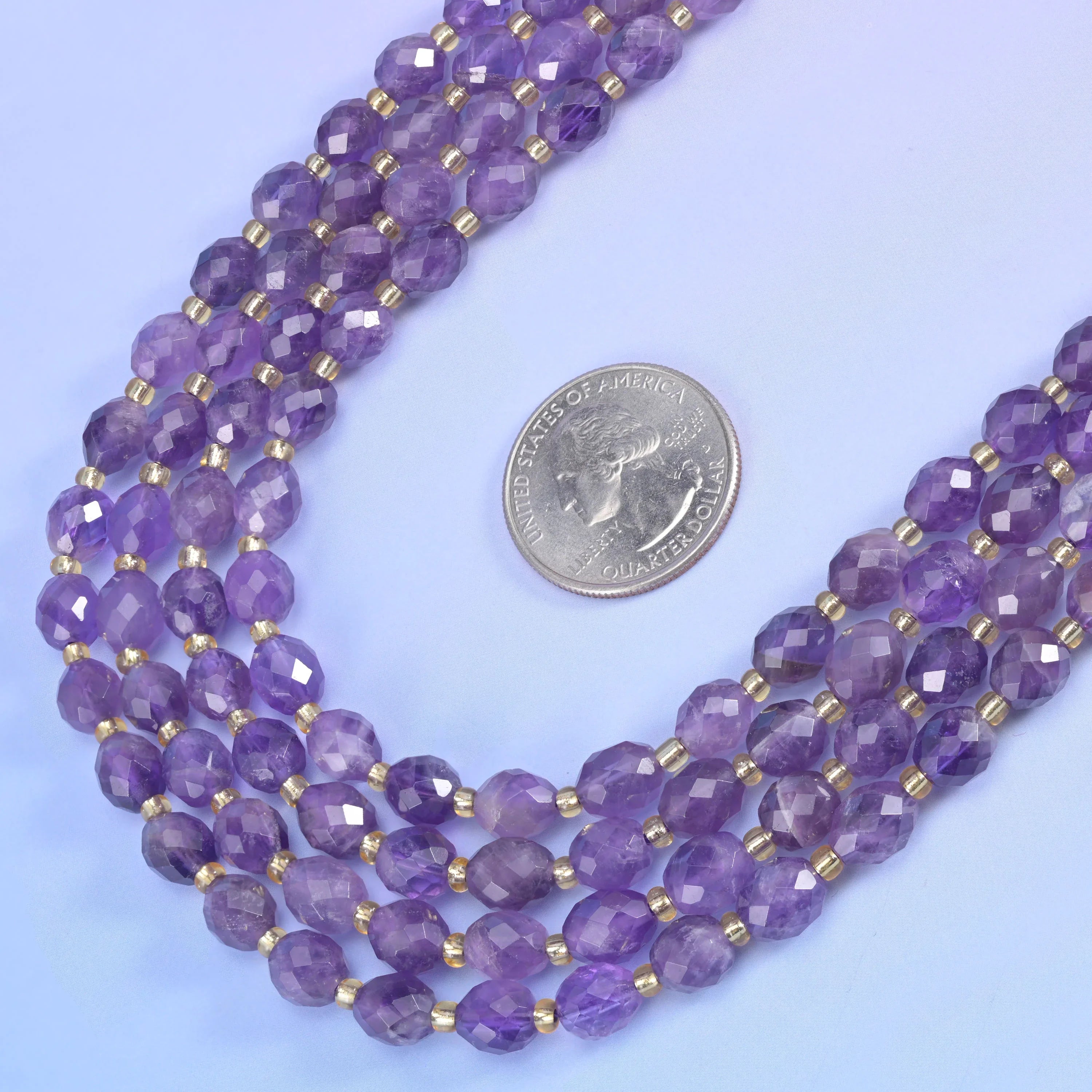 Amethyst Faceted Rice Barrel Beads