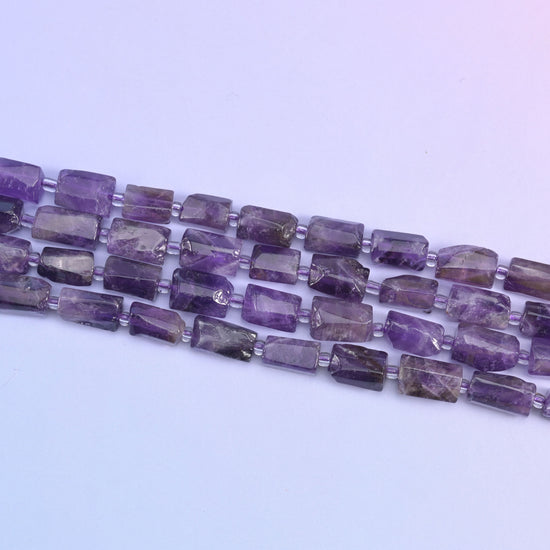 Amethyst Faceted Tube Beads Size 12x8mm Jewelry Making 15.5 Inch Strand