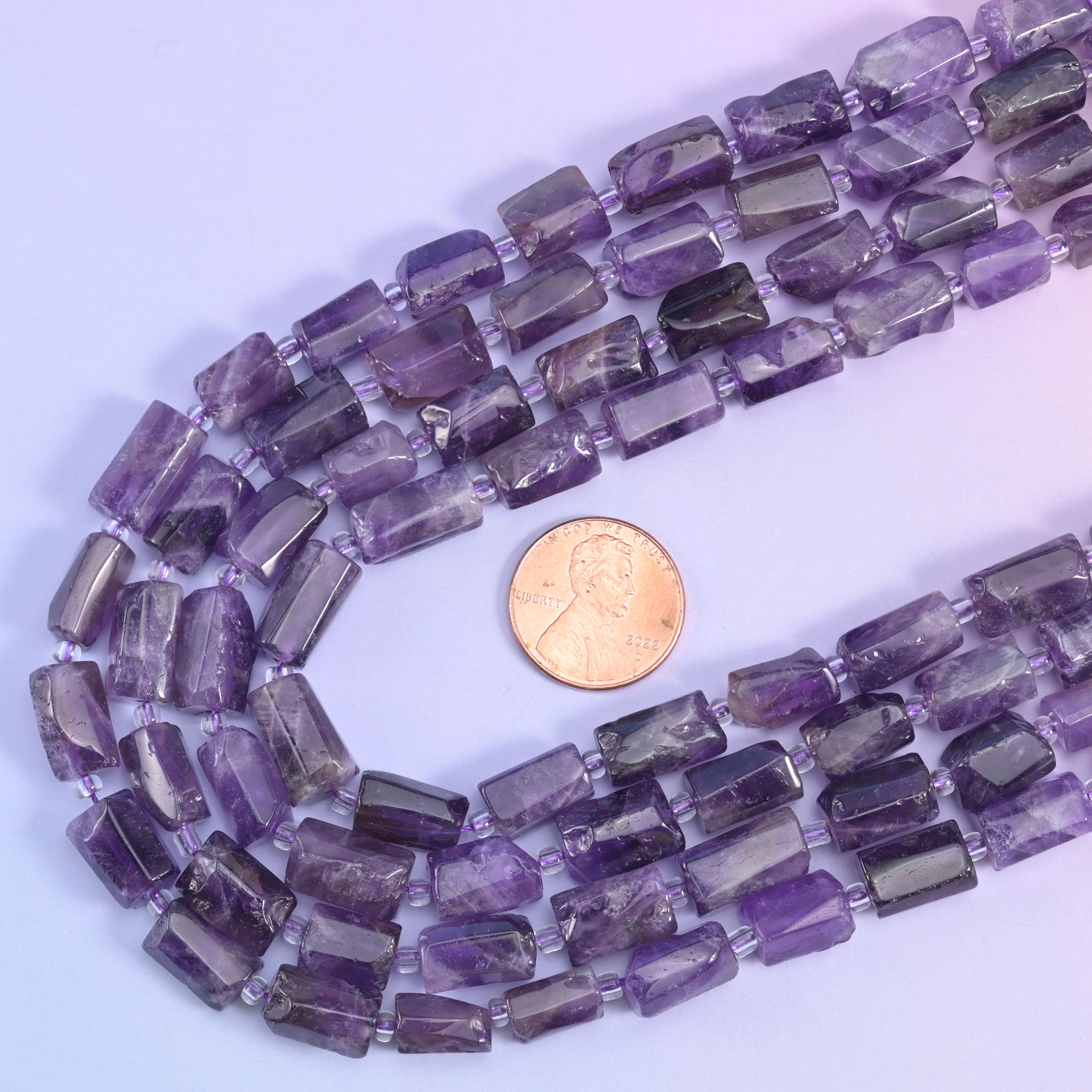 Amethyst Faceted Tube Beads Size 12x8mm Jewelry Making 15.5 Inch Strand