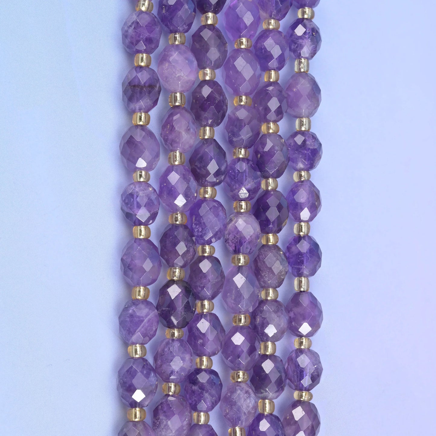 Amethyst Faceted Rice Barrel Beads