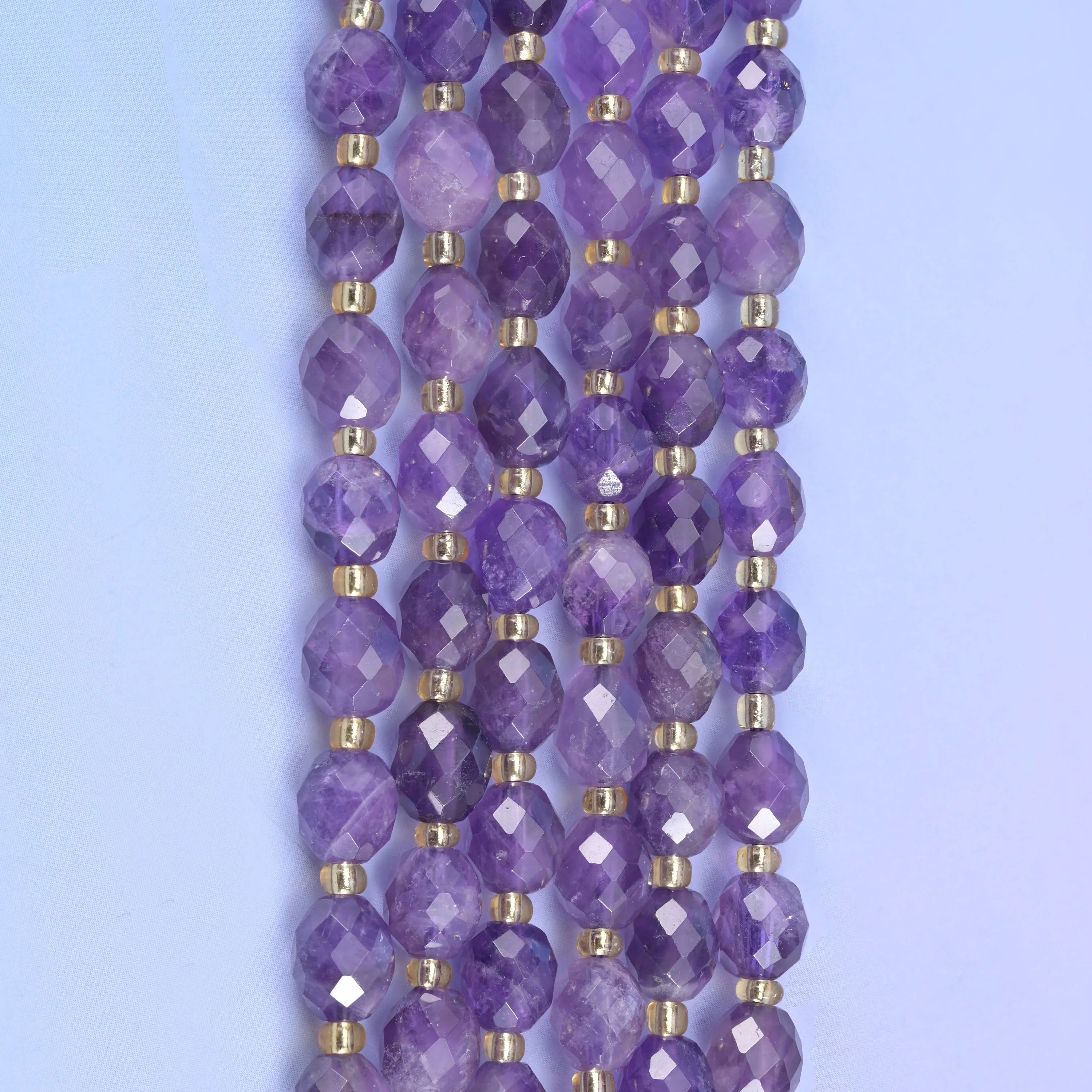 Amethyst Faceted Rice Barrel Beads