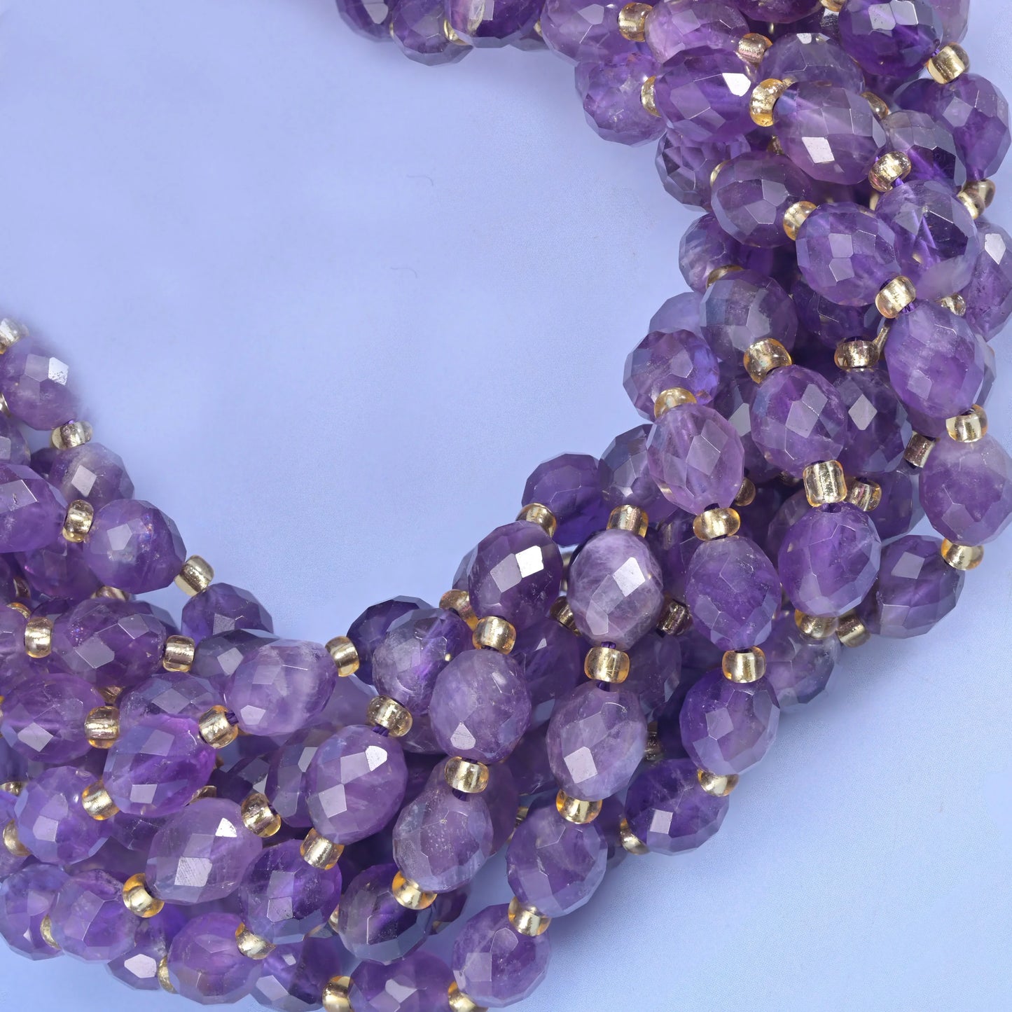 Amethyst Faceted Rice Barrel Beads
