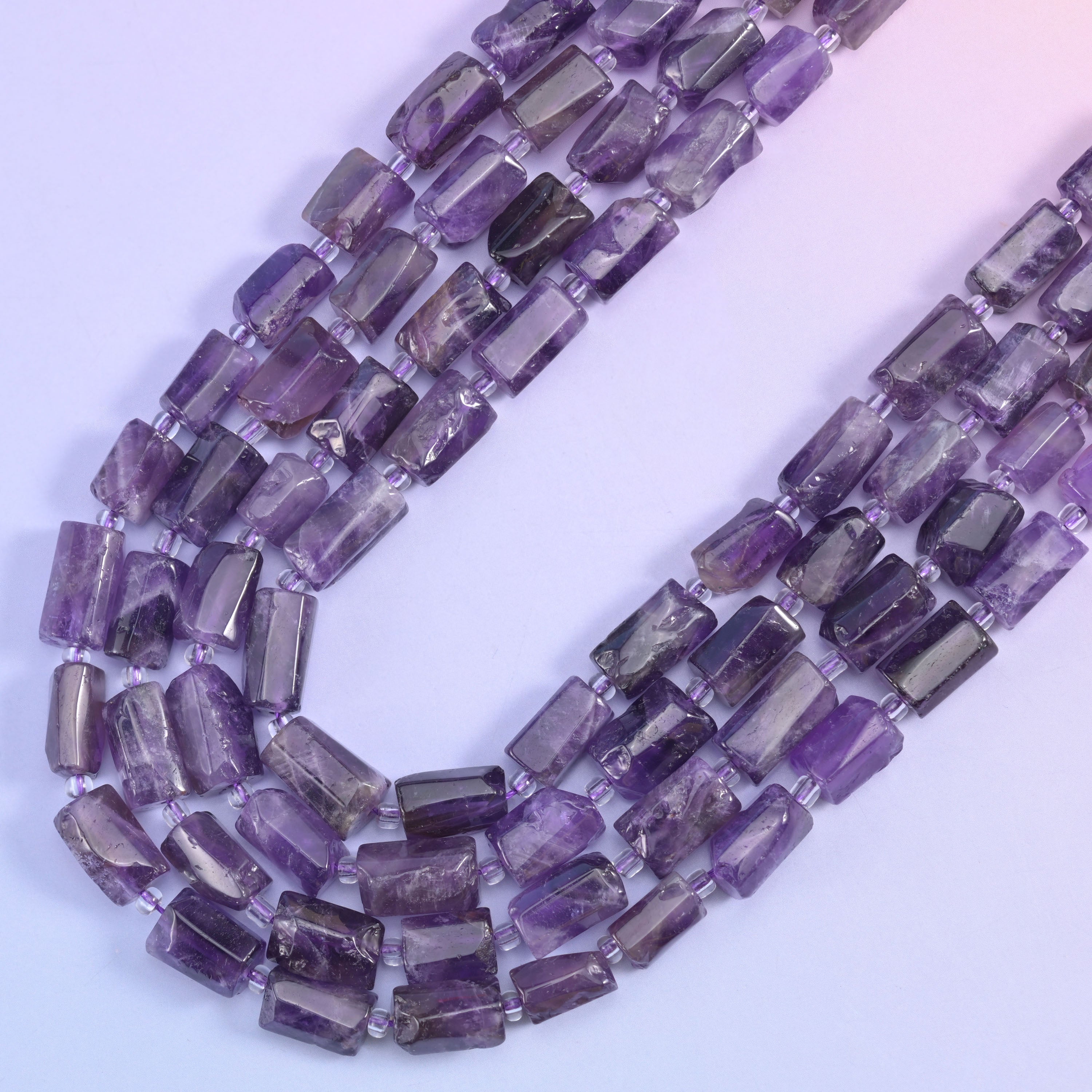 Amethyst Faceted Tube Beads Size 12x8mm Jewelry Making 15.5 Inch Strand