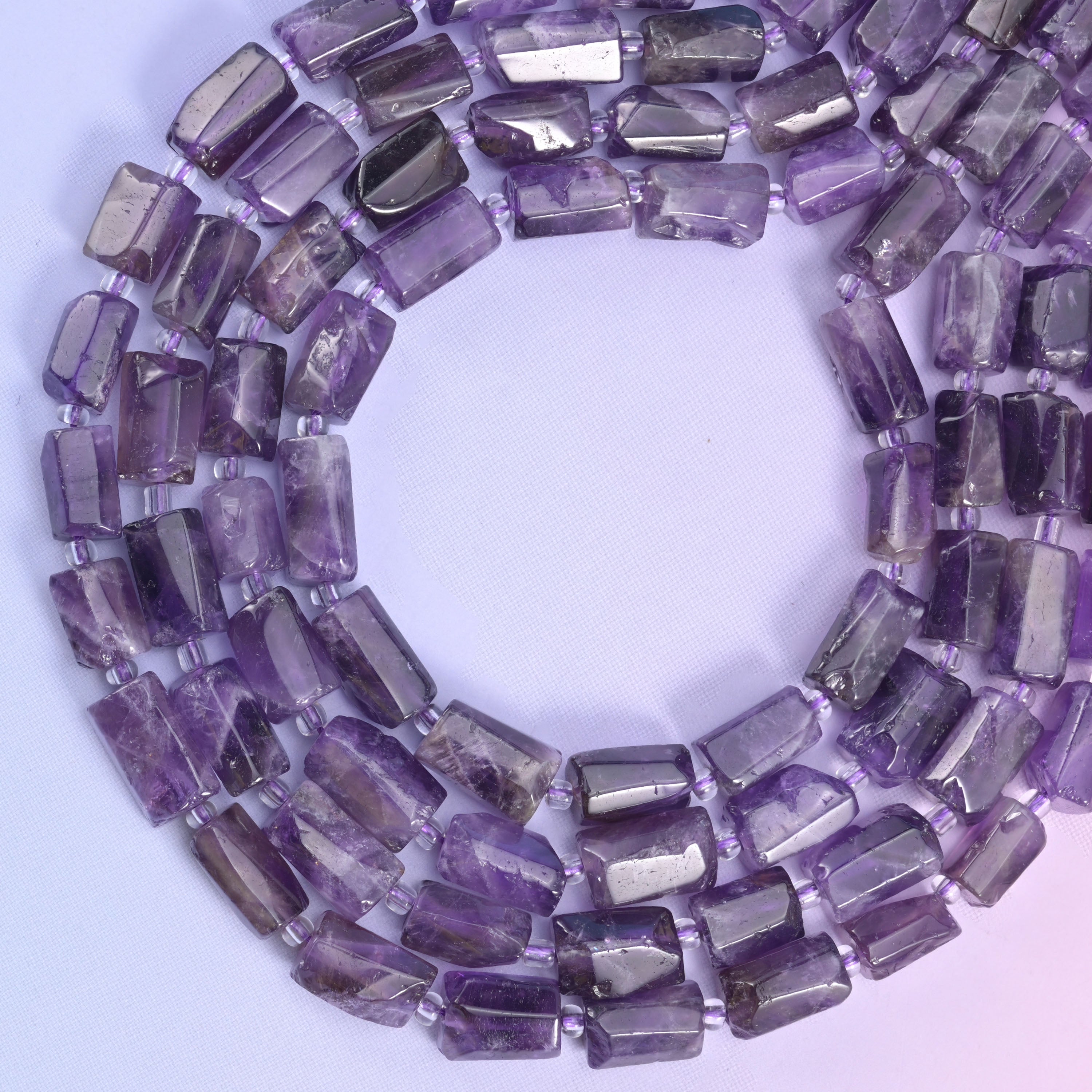 Amethyst Faceted Tube Beads Size 12x8mm Jewelry Making 15.5 Inch Strand