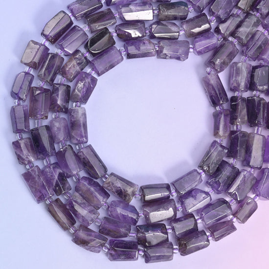 Amethyst Faceted Tube Beads Size 12x8mm Jewelry Making 15.5 Inch Strand