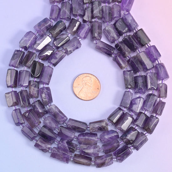 Amethyst Faceted Tube Beads Size 12x8mm Jewelry Making 15.5 Inch Strand