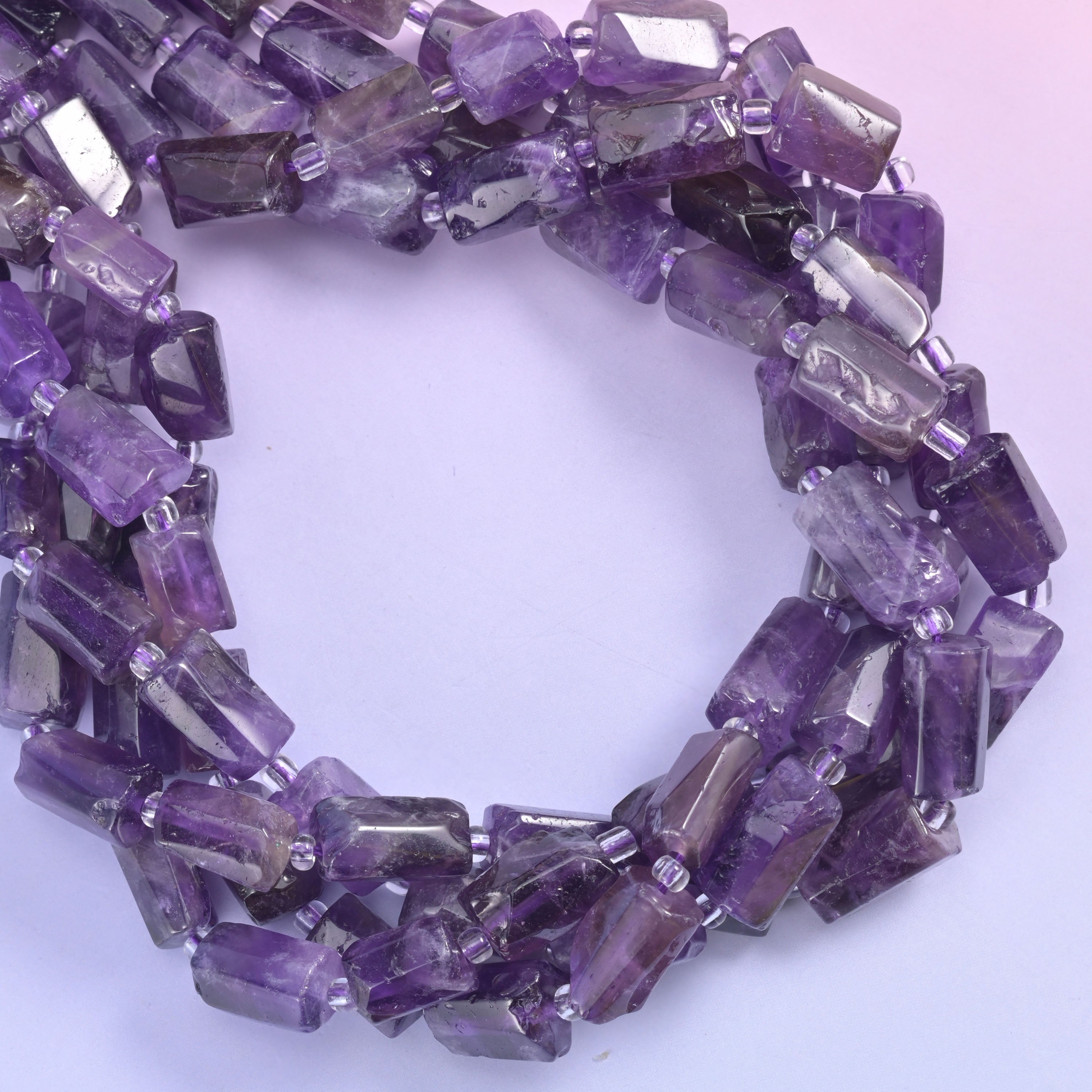 Amethyst Faceted Tube Beads Size 12x8mm Jewelry Making 15.5 Inch Strand