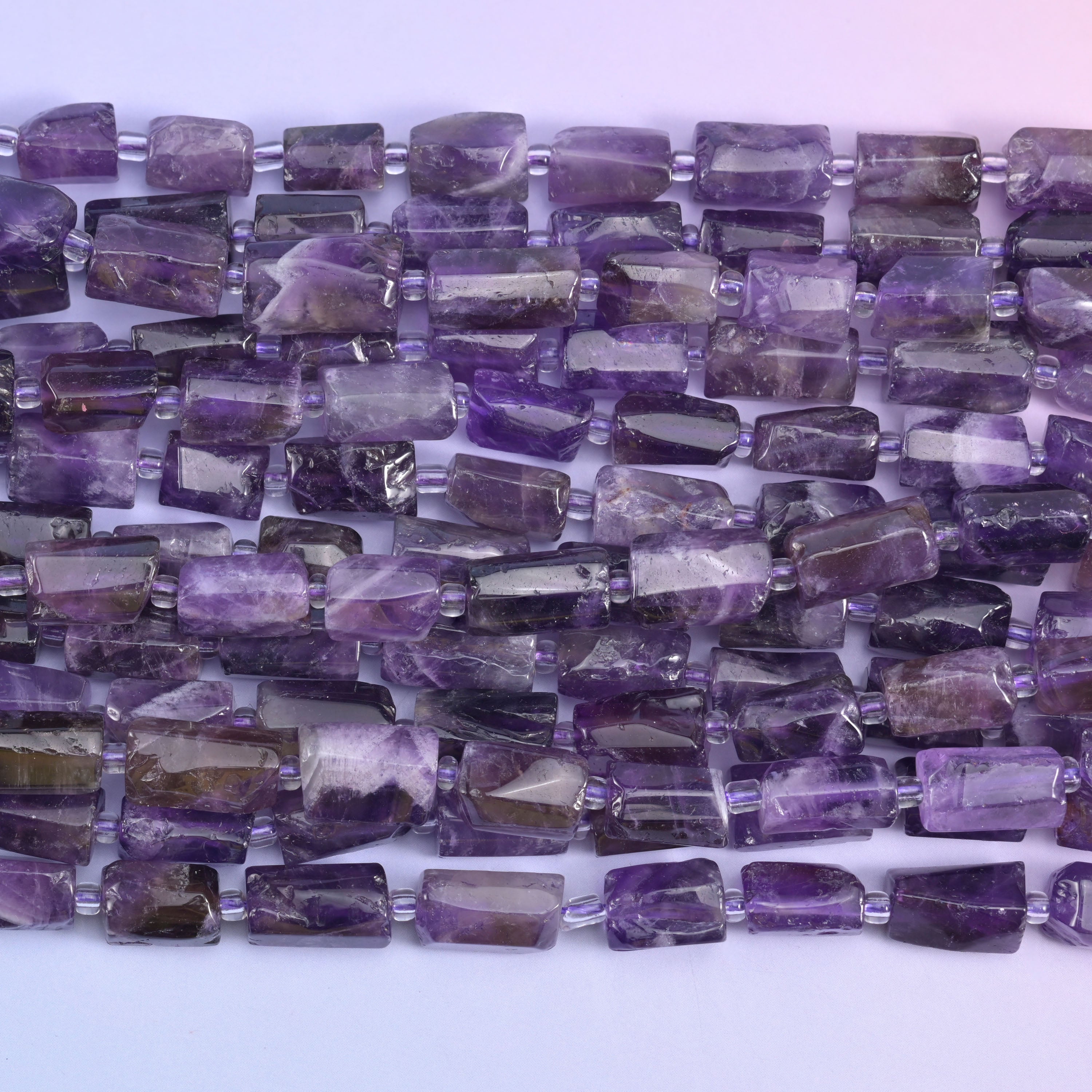 Amethyst Faceted Tube Beads Size 12x8mm Jewelry Making 15.5 Inch Strand