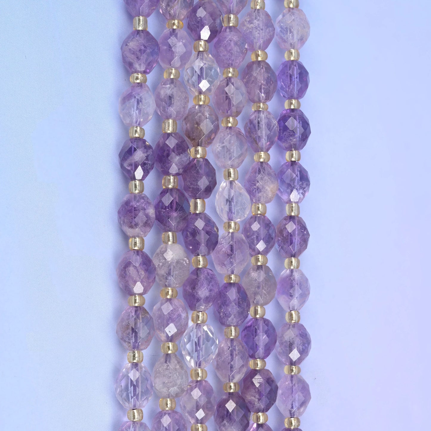 Amethyst Rutilated Quartz Faceted Rice Barrel Beads