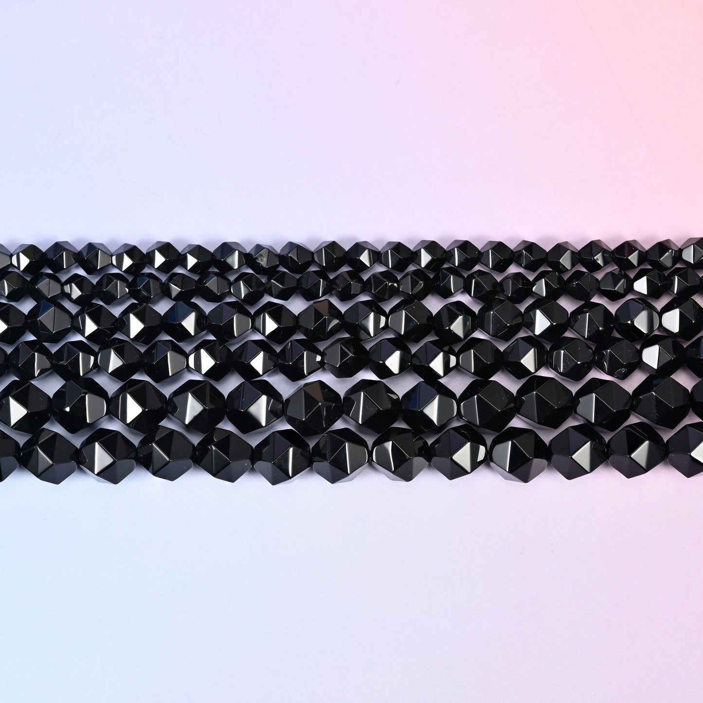 Black Onyx Diamond Star Cut Beads 6mm 8mm 10mm Jewelry Making 15.5 Inch Strand