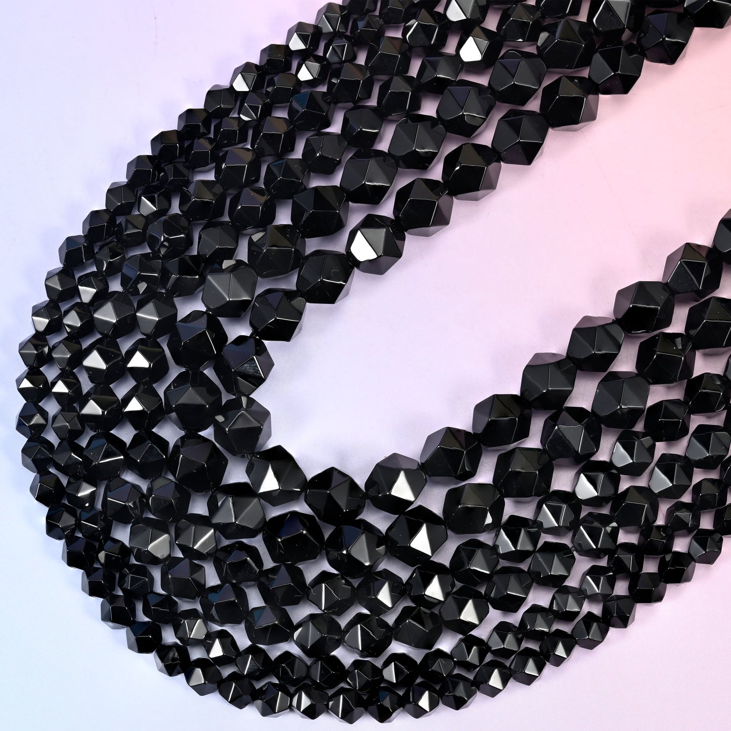 Black Onyx Diamond Star Cut Beads 6mm 8mm 10mm Jewelry Making 15.5 Inch Strand